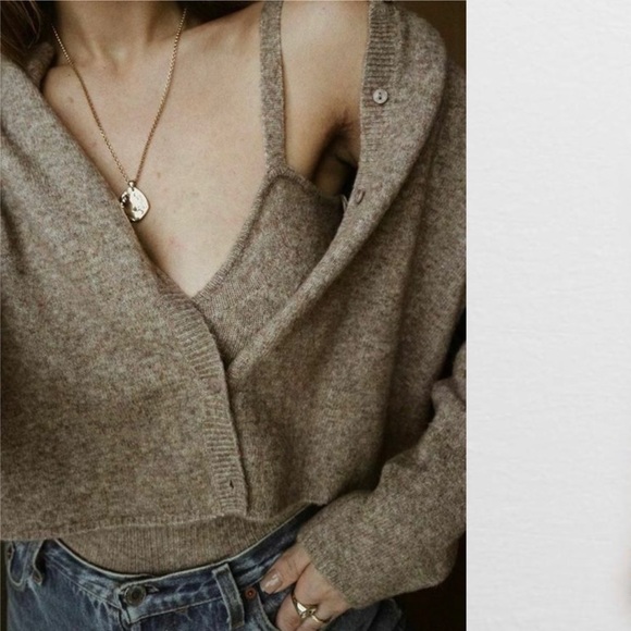 NWT Zara Wool Camel Blend Sweater Crop Top size Large - Picture 7 of 12